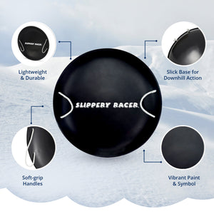 Slippery Racer ProDisc 26" Heavy Duty Metal Saucer Sled with Rope Handles, Black