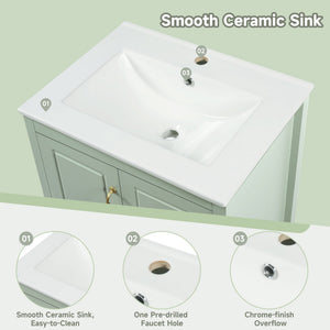 Retro Bathroom Vanity With Sink, Soft Closing Cabinet & Drawers