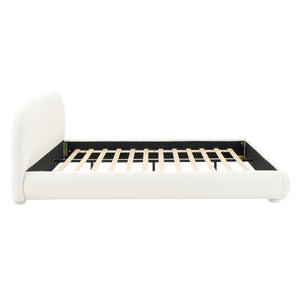 Cream Style Fabric Upholstered Bed, Simple Modern Bedroom King