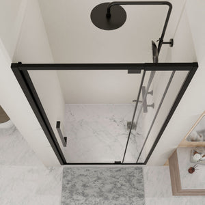 Semi Frameless Pivot Hinged Shower Door, Reversible Design