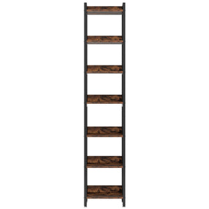 Extra Tall 7 Tier Narrow Corner Bookshelf Storage Display Rack For Living Room - Rustic Brown