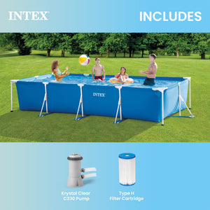 Intex 14ft x 33in Rectangular Above Ground Backyard Swimming Pool with Filter