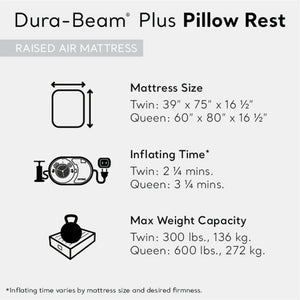 Intex 64123ED Air Mattress, Dura Beam Plus Pillow Rest w/ Built in Pump, Queen