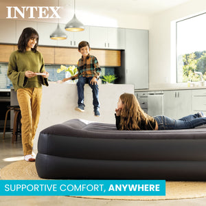 Intex 64123ED Air Mattress, Dura Beam Plus Pillow Rest w/ Built in Pump, Queen - TRAPSKI