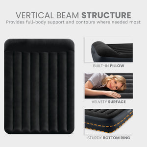 Intex 64123ED Air Mattress, Dura Beam Plus Pillow Rest w/ Built in Pump, Queen - TRAPSKI