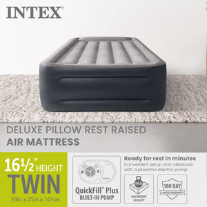 Intex Dura Beam Deluxe Pillow Bed with Built In Pump, Twin - TRAPSKI