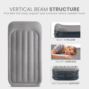 Intex Dura Beam Deluxe Pillow Bed with Built In Pump, Twin - TRAPSKI