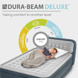 Intex Dura-Beam Deluxe Ultra Plush Headboard Queen Mattress with Built-In Pump