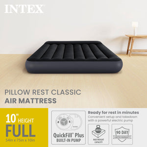 Intex Dura Beam Pillow Rest Standard Classic Air Bed Inflatable Mattress, Full - TRAPSKI