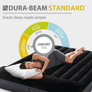 Intex Dura Beam Pillow Rest Classic Airbed Mattress with Built-In Pump, Queen