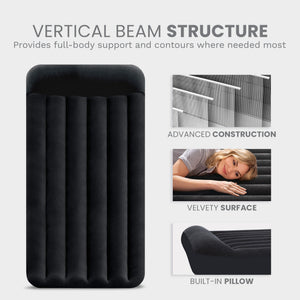 Intex Dura Beam Pillow Rest Classic Airbed Mattress with Built-In Pump, Queen