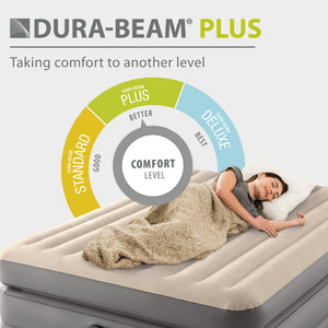 Intex Dura Beam Plus Fiber-Tech Elevated Air Mattress with Built-In Pump, Twin
