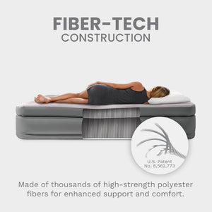 Intex Dura Beam Plus Fiber-Tech Elevated Air Mattress with Built-In Pump, Twin
