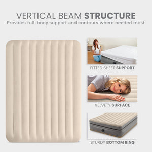 Intex Dura Beam Plus Fiber-Tech Elevated Air Mattress with Built-In Pump, Twin