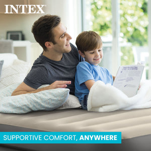 Intex Dura Beam Plus Fiber-Tech Elevated Air Mattress with Built-In Pump, Queen