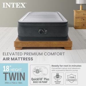 Intex Dura Beam Comfort Plus Airbed Mattress w/ Built In Pump, Twin Size, 2 Pack