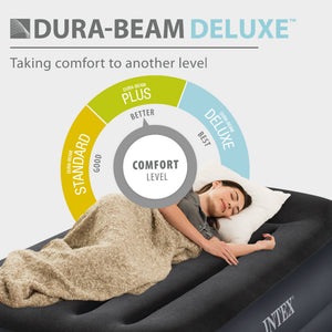 Intex Dura Beam Plus Pillow Raised Airbed Mattress with Built in Pump, Twin
