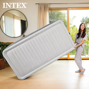 Intex 64411ED Dura Beam Comfort Plus Airbed Mattress w/ Built In Pump, Twin Size