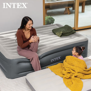 Intex Dura Beam Essential Rest Blow Up Queen Mattress Air Bed with Built In Pump