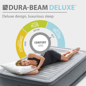 Intex Dura Beam Deluxe Pillow Raised Bed with Built In Pump, Queen