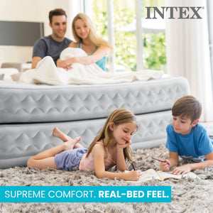 Intex 64489ED Dura Beam Supreme Air Flow Air Mattress with Built In Pump, Queen - TRAPSKI