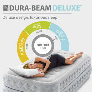 Intex 64489ED Dura Beam Supreme Air Flow Air Mattress with Built In Pump, Queen - TRAPSKI