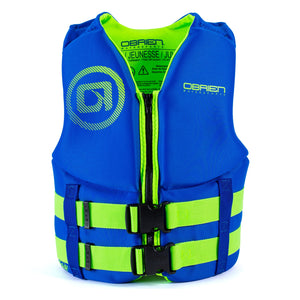 O'Brien BioLite Traditional Youth USCG Safety Vest Life Jacket, Blue/Lime Green