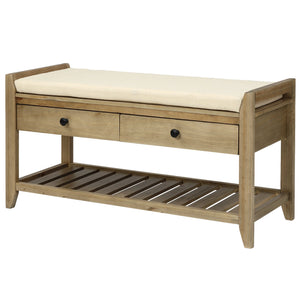 TREXM Shoe Rack with Cushioned Seat and Drawers