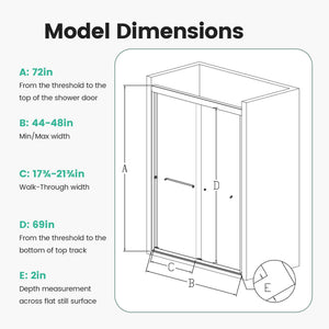 Semi Frameless Double Sliding Shower Door with Tempered Glass