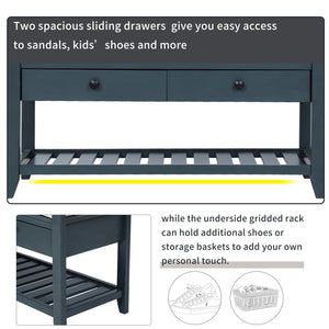 TREXM Shoe Rack with Cushioned Seat and Drawers