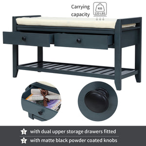 TREXM Shoe Rack with Cushioned Seat and Drawers