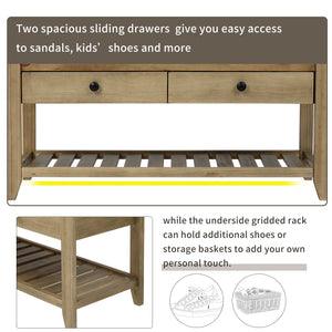 TREXM Shoe Rack with Cushioned Seat and Drawers