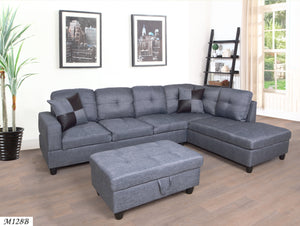 3 PC Sectional Sofa Set, Gray