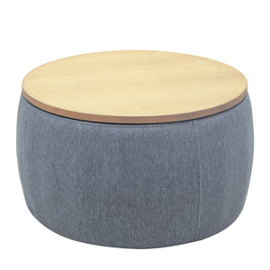 Round Storage Ottoman, 2 in 1 Function, Dark