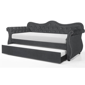 Abby Upholstered Velvet Wood Daybed with Trundle