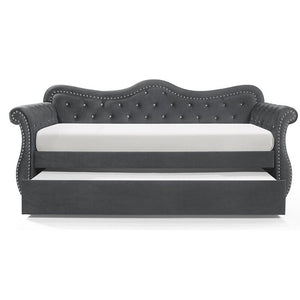 Abby Upholstered Velvet Wood Daybed with Trundle