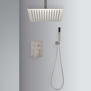 Ceiling Mounted Shower System Combo Set with Handheld and 16" Shower Head