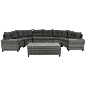 8-Pieces Outdoor Wicker Round Sofa Set