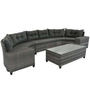 8-Pieces Outdoor Wicker Round Sofa Set