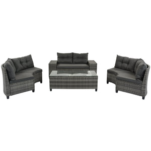 8-Pieces Outdoor Wicker Round Sofa Set
