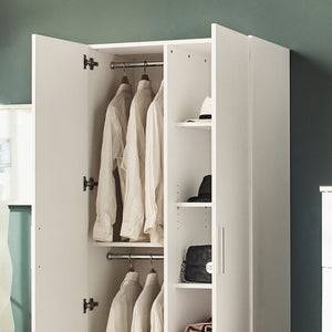 Viviane Contemporary Wood Closet with Hanging Bars and Five Shelves