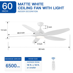 Modern 60-Inch Integrated LED Ceiling Fan Lighting