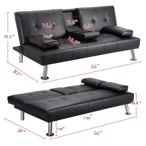 Mega Futon Sofa Bed - Modern Faux Leather Convertible Lounge Sofa