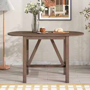 TOPMAX 3-Piece Wood Counter Height Drop Leaf Dining Table Set with 2 Upholstered Chairs