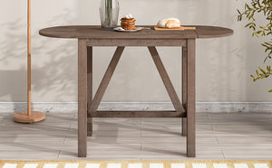 TOPMAX 3-Piece Wood Counter Height Drop Leaf Dining Table Set with 2 Upholstered Chairs