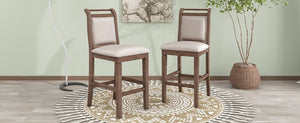 TOPMAX 3-Piece Wood Counter Height Drop Leaf Dining Table Set with 2 Upholstered Chairs