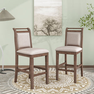 TOPMAX 3-Piece Wood Counter Height Drop Leaf Dining Table Set with 2 Upholstered Chairs