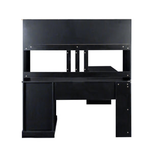 Home Office Computer Desk with Hutch, Antiqued Black