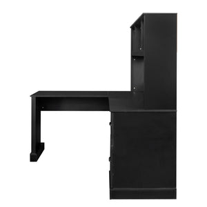 Home Office Computer Desk with Hutch, Antiqued Black