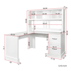 Home Office Computer Desk with Hutch, Antiqued